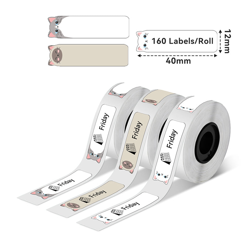 Phomemo 12x40mm Cat Pattern Label for D30/D35/Q30/Q30S