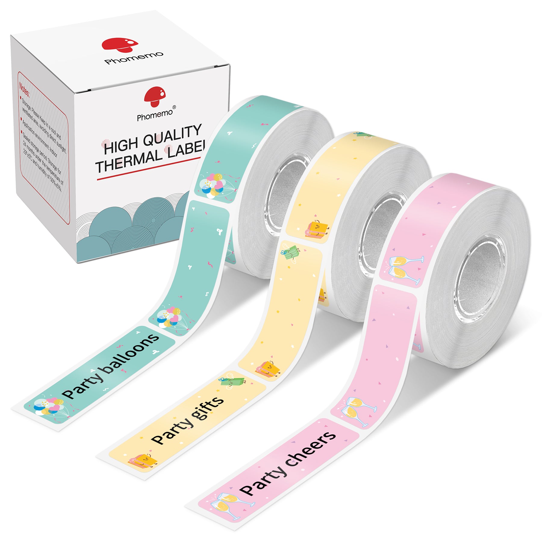 Phomemo 14 X 50mm Party Color Label for D30 - 3 Rolls