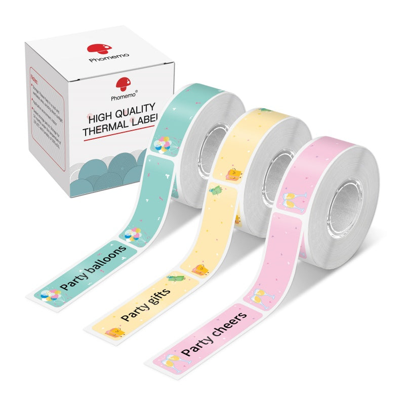 Phomemo 14 X 50mm Party Pattern Label for D30 / Q30 / Q30S - 3 Rolls