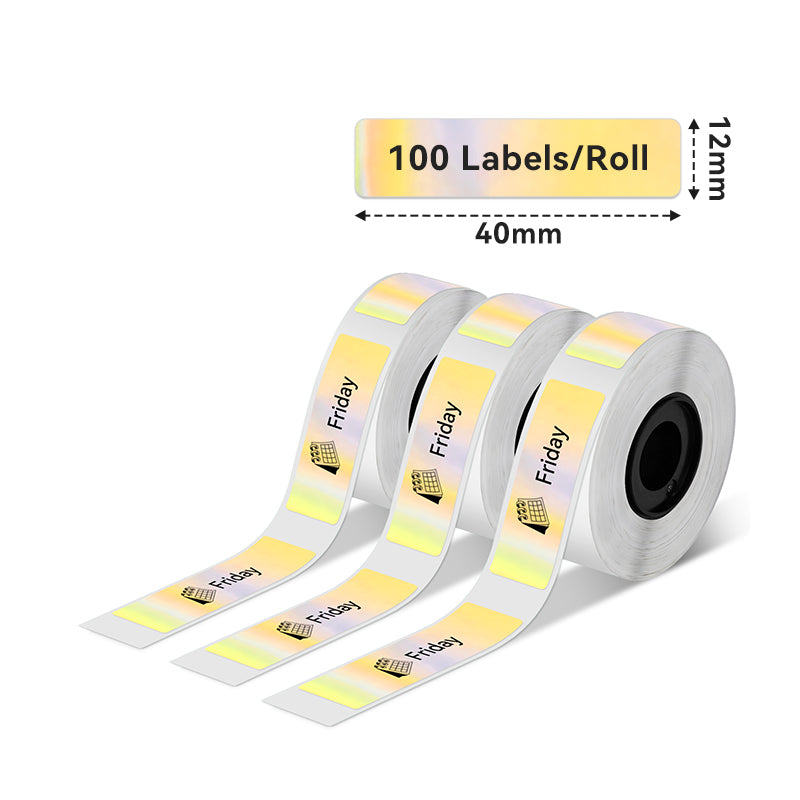 Phomemo Holographic sticker Gold Adhesive Label Paper for D30/D35/Q30S/Q30-12x40mm