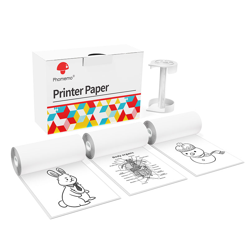 Phomemo Paper Holder Set for M02 Printer with 53mm White Sticker 2-Year-Lasting丨3 Rolls