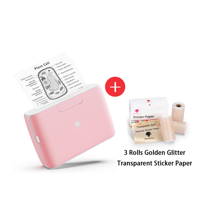 Portable Mini Printer Thermal 10 Roll of Printing Paper Pink