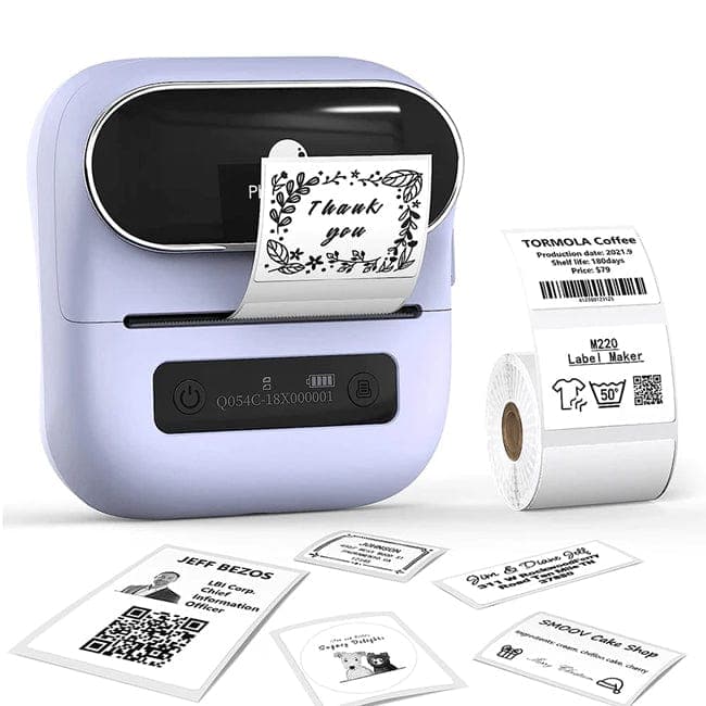 Wireless Mini Portable Thermal Printer Label Maker, Paper Included for  Android and iOS Phone, Purple 