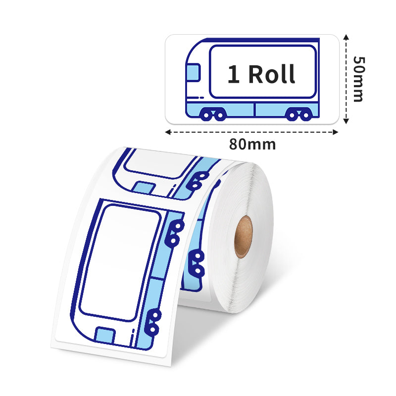 Phomemo square name tag sticker thermal label measures 50x80mm.