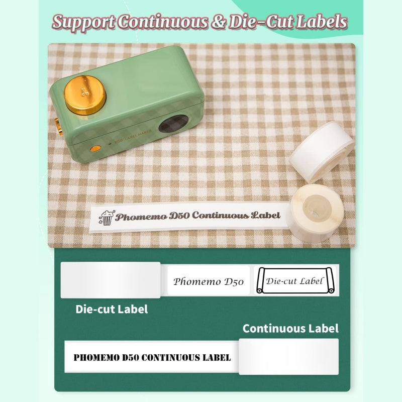 Phomemo D50 label machine supports continuous and die-cut labels