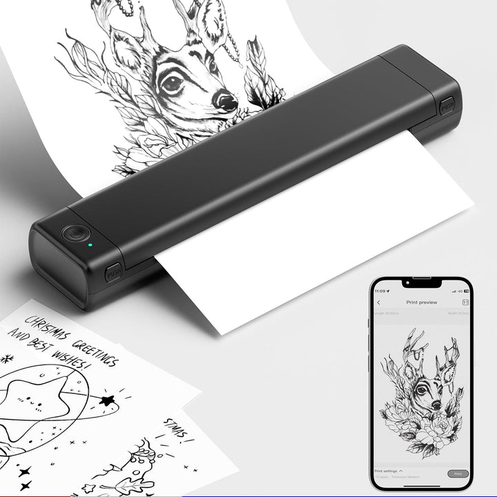 Black Phomemo M08F Tattoo Stencil Printer printing clear tattoo stencils