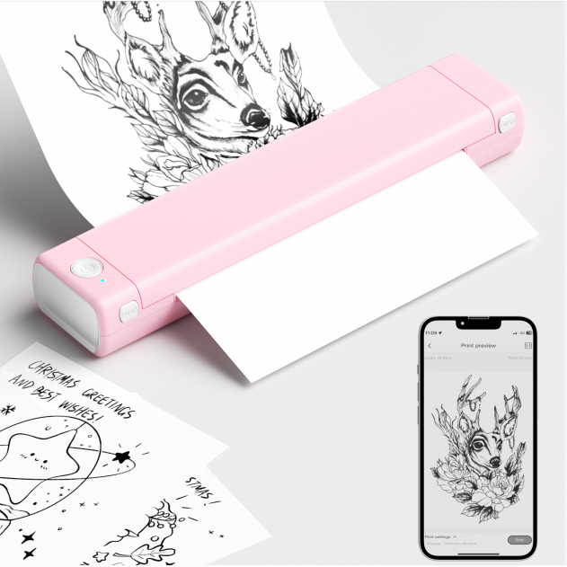 Pink Phomemo M08F Tattoo Stencil Printer printing clear tattoo stencils