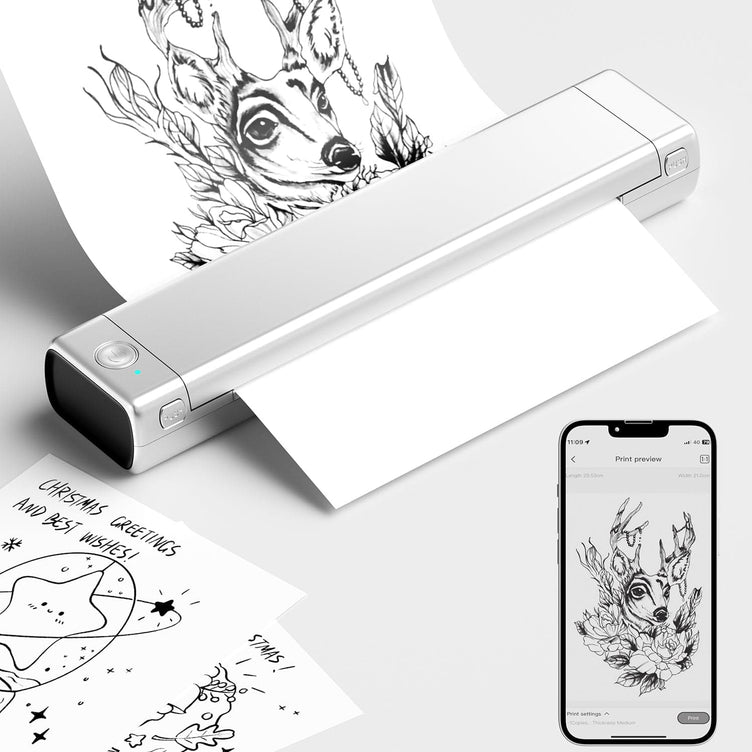 Silver Phomemo M08F Tattoo Stencil Printer printing clear tattoo stencils