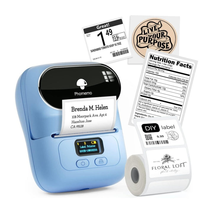 Phomemo M110 Smart Bluetooth Label Maker-Blue-Can Print 20mm-50mm Thermal Label