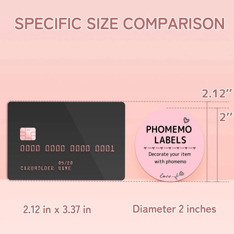 Phomemo 2“ Round Thermal Label For Shipping Label Printer (750 Labels/Roll) specific size comparison 