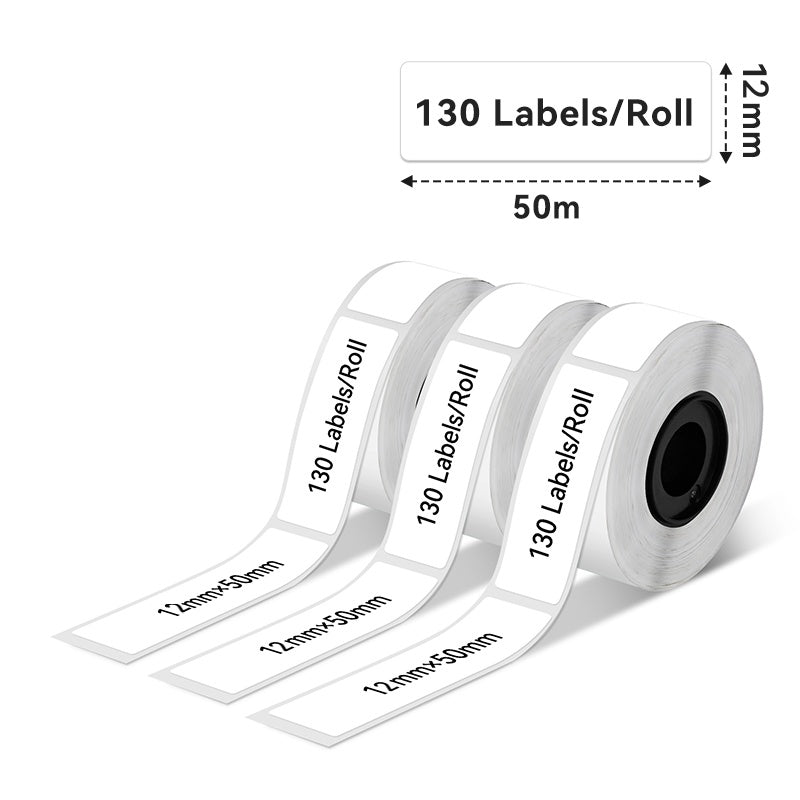 Phomemo 12x50mm White Adhesive Labels for D30 / D35 / Q30 / Q30S Labels Dimensions