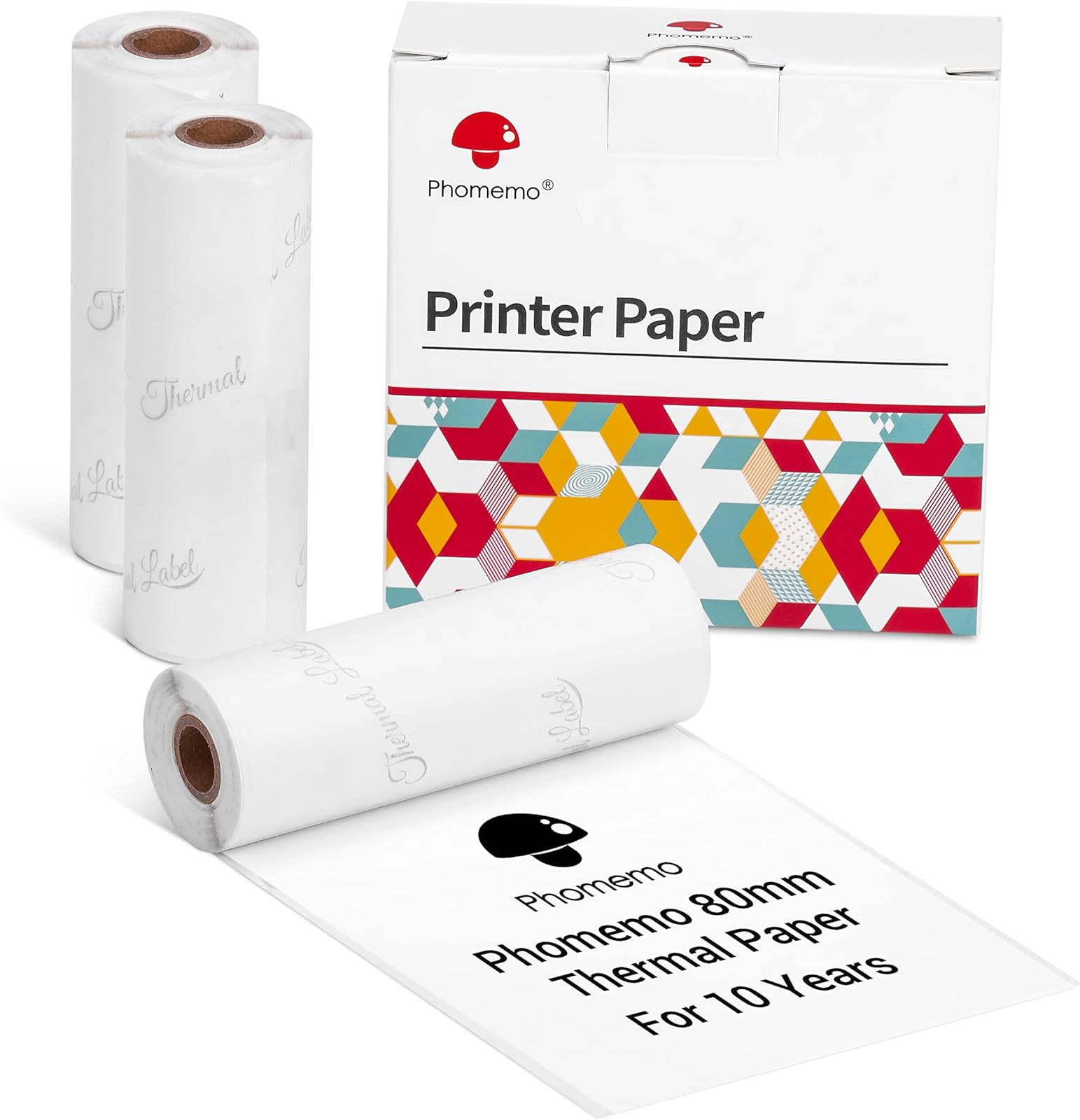 Phomemo 80mm White Sticker 10-Year-Lasting Thermal Paper for M03/ M03AS/ M04S/ M04AS丨3 Rolls
