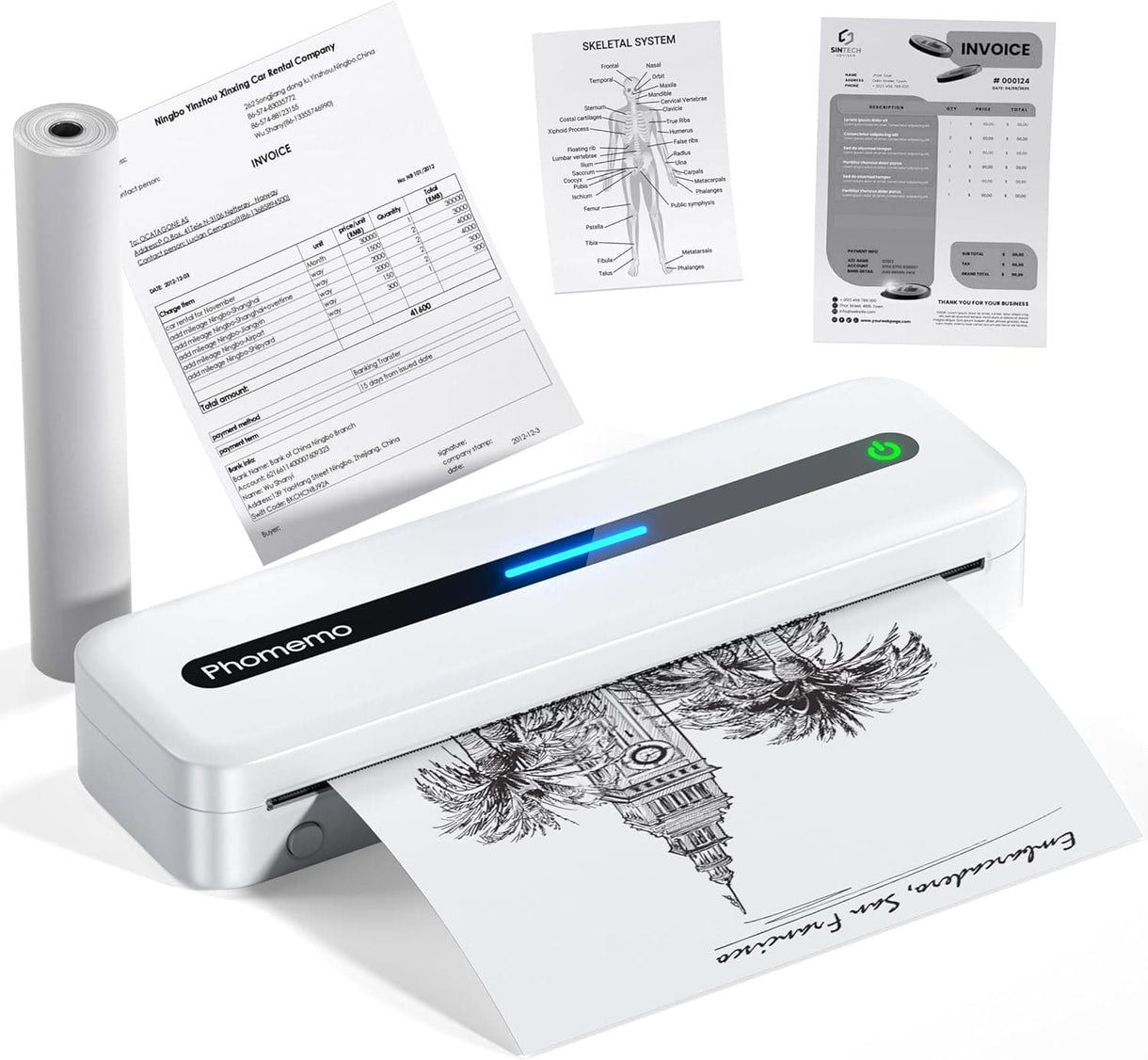 Letter Size Thermal Paper Phomemo M832 Portable Thermal Printer & 4 ...