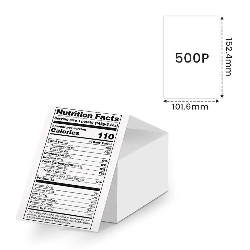 Phomemo 4''x 6'' Fan-Fold Thermal Direct Labels for Shipping Label Printer white