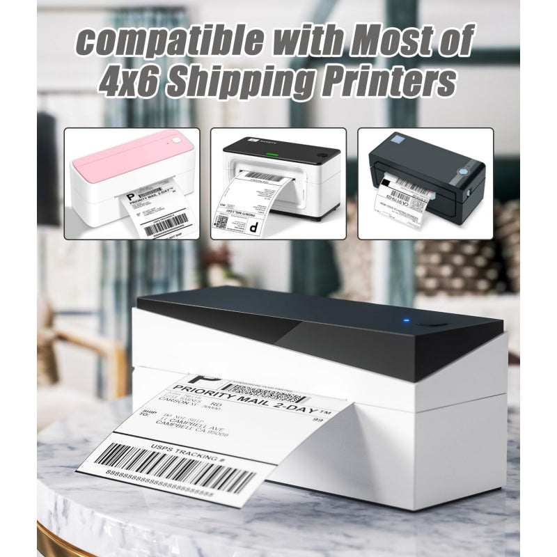 Phomemo 4''x 6'' Fan-Fold Thermal Direct Labels for Shipping Label Printer is compatible with most of shipping printers