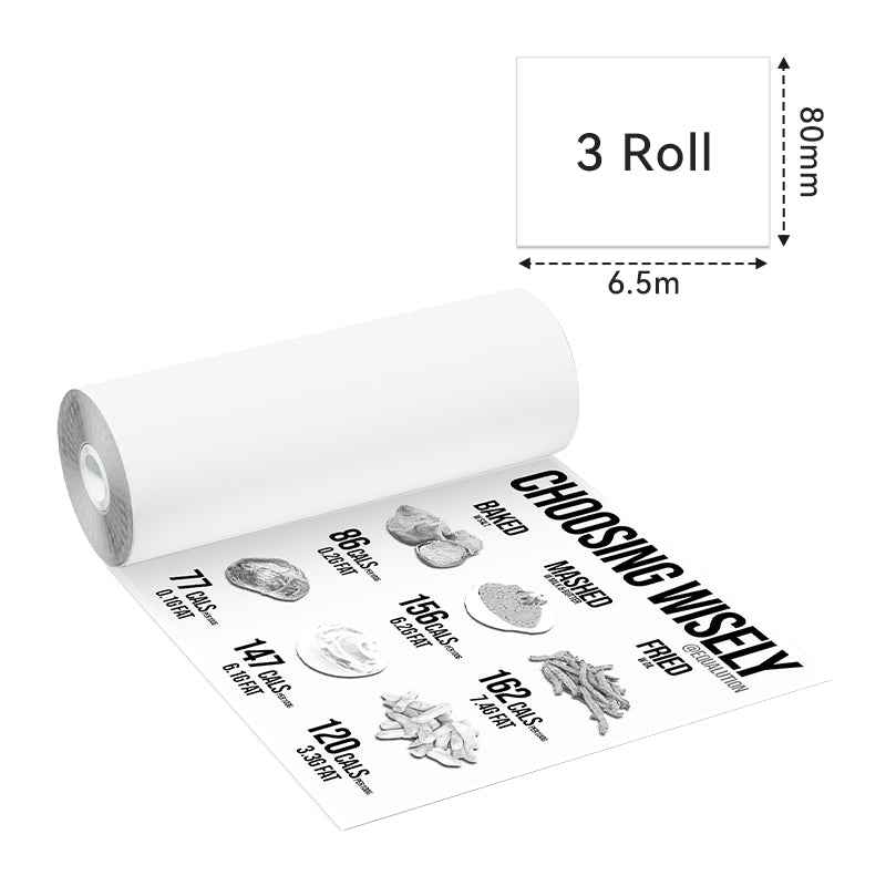 Dimension of Phomemo 80mm White 10-Year-Lasting Non-adhensive Thermal Paper for M03/M03AS/M04S/M04AS/M832