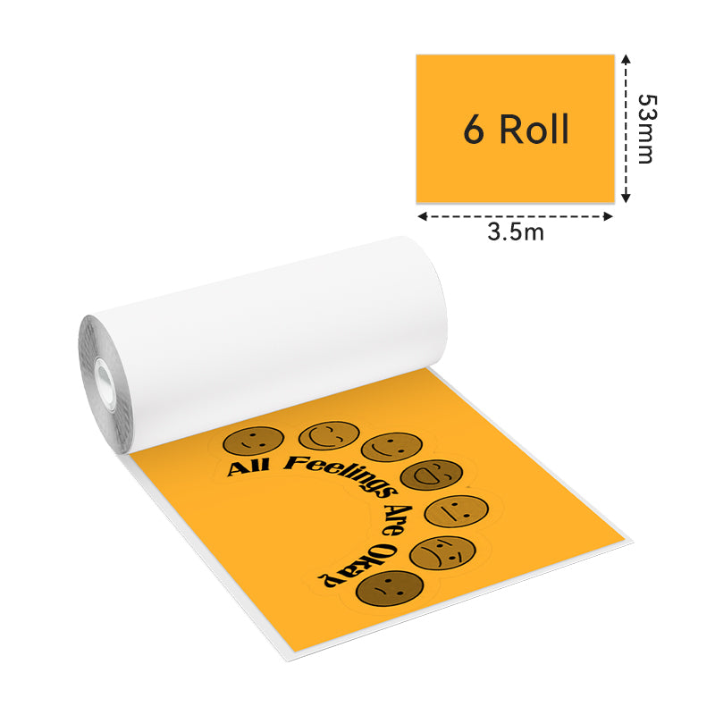 Dimension of Phomemo 53mm Mixed Pure 6 Colors Thermal Adhesive Papers for M02/M02S/M02Pro/M03/M03AS/M04S/M04AS Thermal Paper