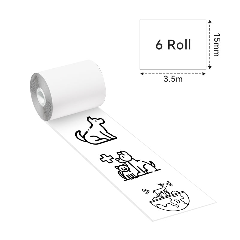 Dimension of Phomemo 15mm Black on White Sticker Paper for M02PRO/ M02S/ M03AS/M04AS - 6 Roll