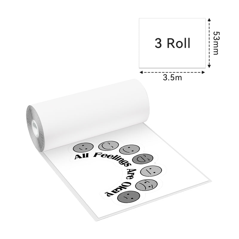 Dimension of Phomemo 53mm 20-year Lasting White Sticker Thermal Paper for M02/M02S/M02Pro/M03/M03AS/M04S/M04AS