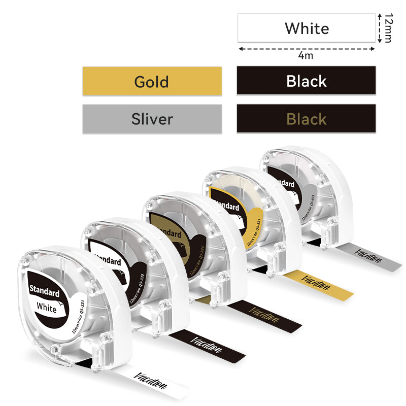 Phomemo 12mmx4m Mixed Color Plastic Label Tape for P12/P12PRO-Label Dimensions