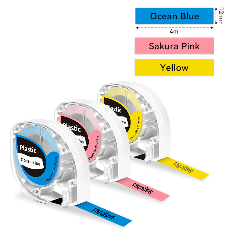 Phomemo 12mm Black on Blue/Pink/Yellow Plastic Label for P12/P12PRO-Label Dimensions