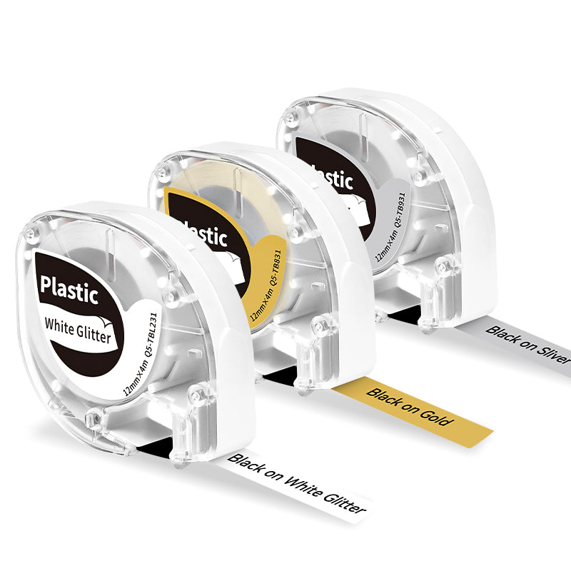 Phomemo 12mm Black on Glitter / Gold / Silver Label Tapes for P12/ P12PRO