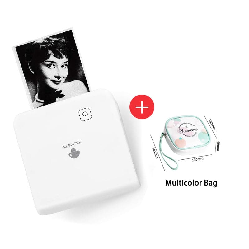 Imprimante portative M02 PRO blanche avec sacoche multicolore