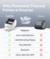 D421R Bluetooth Thermal Label Printer with Screen for Paper Level Display - Shipping Label Printer for Small Business, RFID Auto Size Detection 4x6 Thermal Printer with Segmented Code Screen - Phomemo