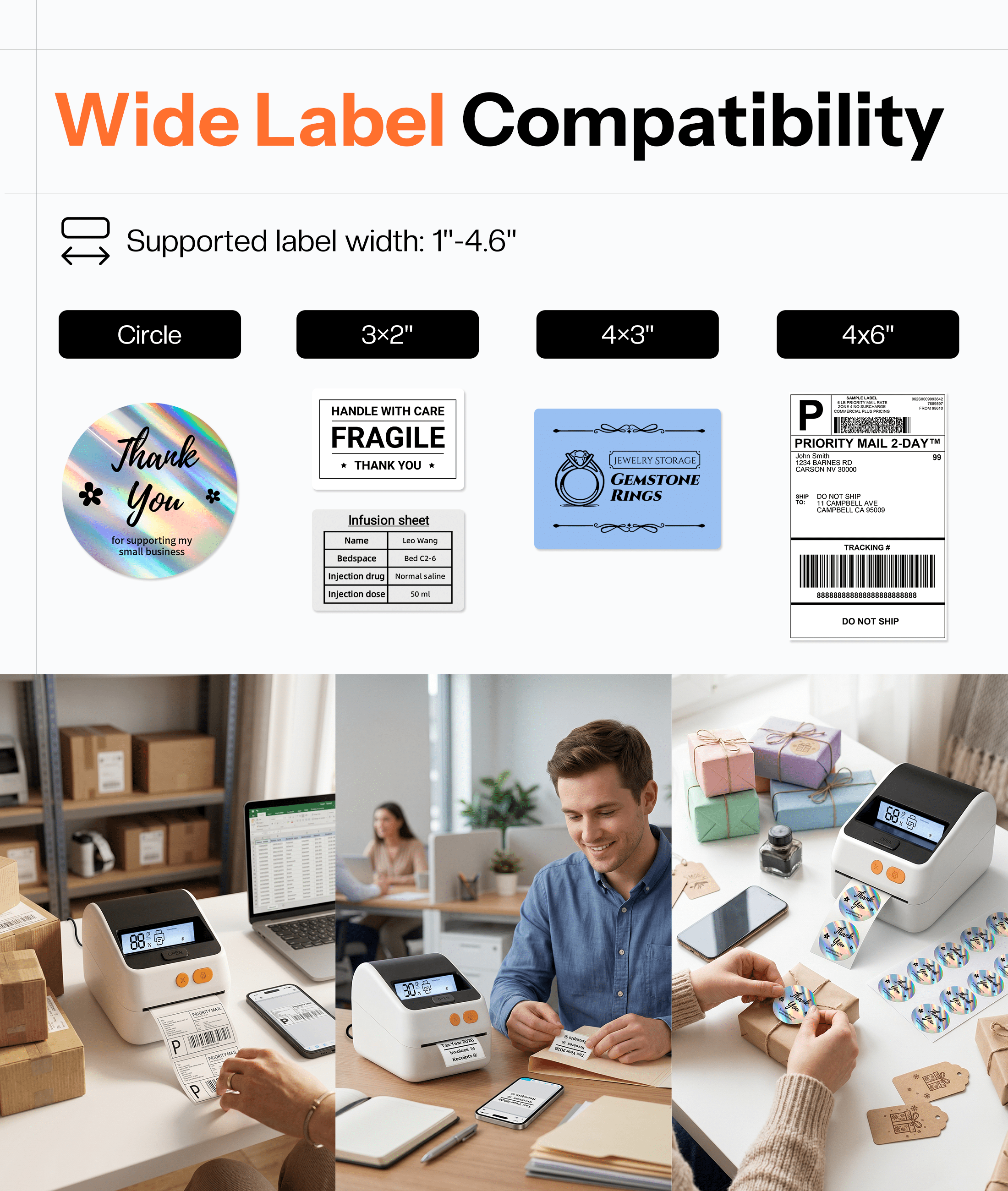 Automatic Level Labels D421R Bluetooth Thermal Label Printer with Screen for Paper Level Disp ...