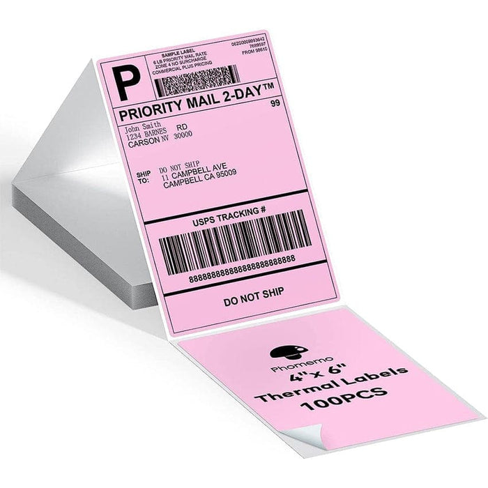 Phomemo 4x6 Thermal Direct Shipping Label, 4''x 6'' Fan-Fold Labels for PM-241-BT/ D520-BT/ PM-246S