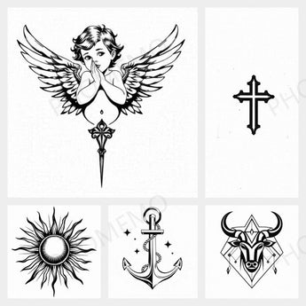 Marks of Faith | A Symbolic Tattoo Collection of Spirit & Strength | Tattoo Flash Set - Phomemo