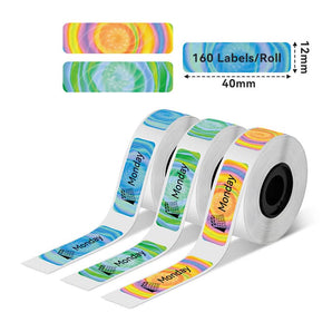 Phomemo 12x40mm Pink&Green&Blue Patterns Labels for D30/D35/Q30/Q30S - Phomemo