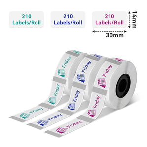 Phomemo 14x30mm Green&Blue&Red on Transparent Labels for D30/D35/Q30/Q30S - Phomemo