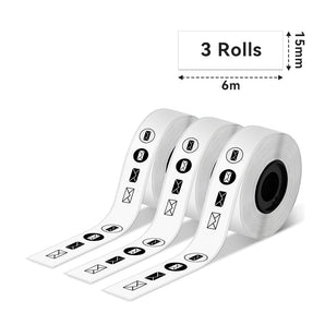 Phomemo 15mmx6m White Continuous Sticker Label for D30/D35/Q30/Q30S - Phomemo