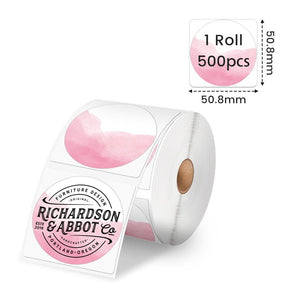 Phomemo 2" Pink Round Thermal Label Sticker for Shipping Label Printer - Phomemo