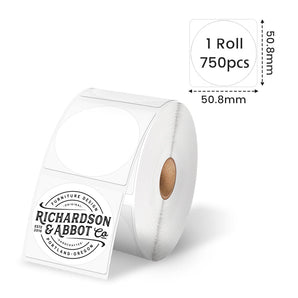 Phomemo 2“ Round Thermal Label For Shipping Label Printer (750 Labels/Roll) - Phomemo