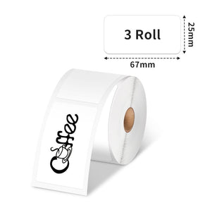 Phomemo 25x67mm White Thermal Label for M110/M221/M220/M120/M200/M150 - 3 Rolls - Phomemo