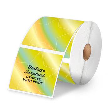 Phomemo 3" Golden Star Thermal Holographic Sticker for Shipping Label Printer - Phomemo
