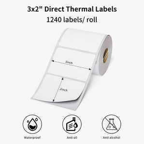Phomemo 3"x2" 1240PCS Direct Thermal Shipping Labels - Phomemo