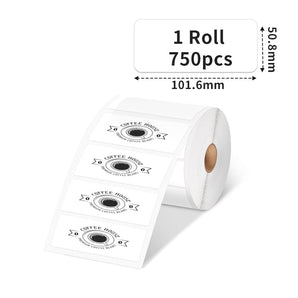 Phomemo 4"x2" White Thermal Sticker for Shipping Label Printer - Phomemo