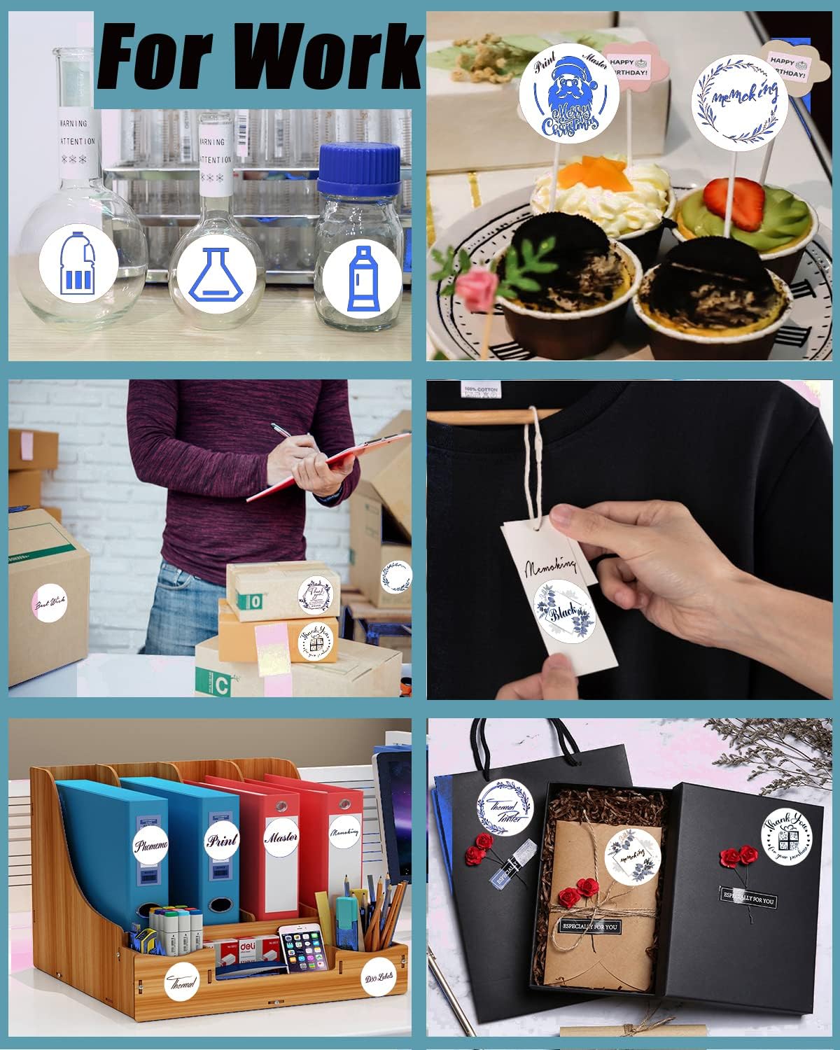 Phomemo 50x50mm Blue on White Round Thermal Label for M110/M120/M150/M200/M220/M221 - Phomemo