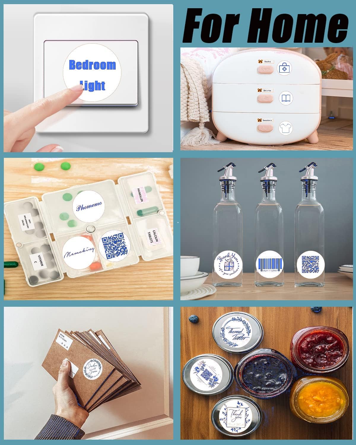 Phomemo 50x50mm Blue on White Round Thermal Label for M110/M120/M150/M200/M220/M221 - Phomemo