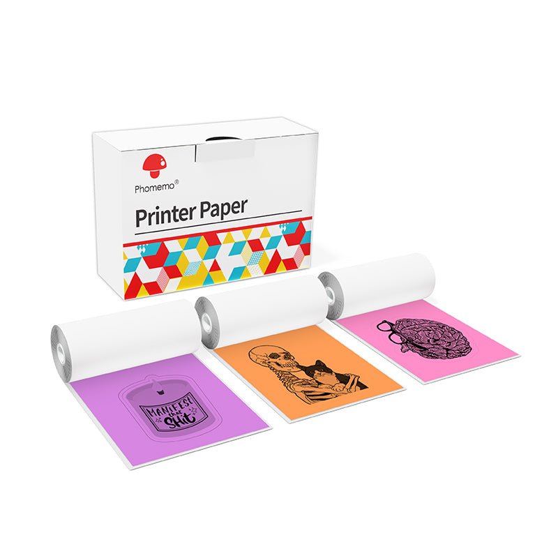 Phomemo 53mm Purple/Rose - Red/Orange Sticker 20 - Year - Lasting Thermal Paper for M02/M02S/M02Pro/M03/M04S/M04AS/M832/P2S丨3 Rolls - Phomemo