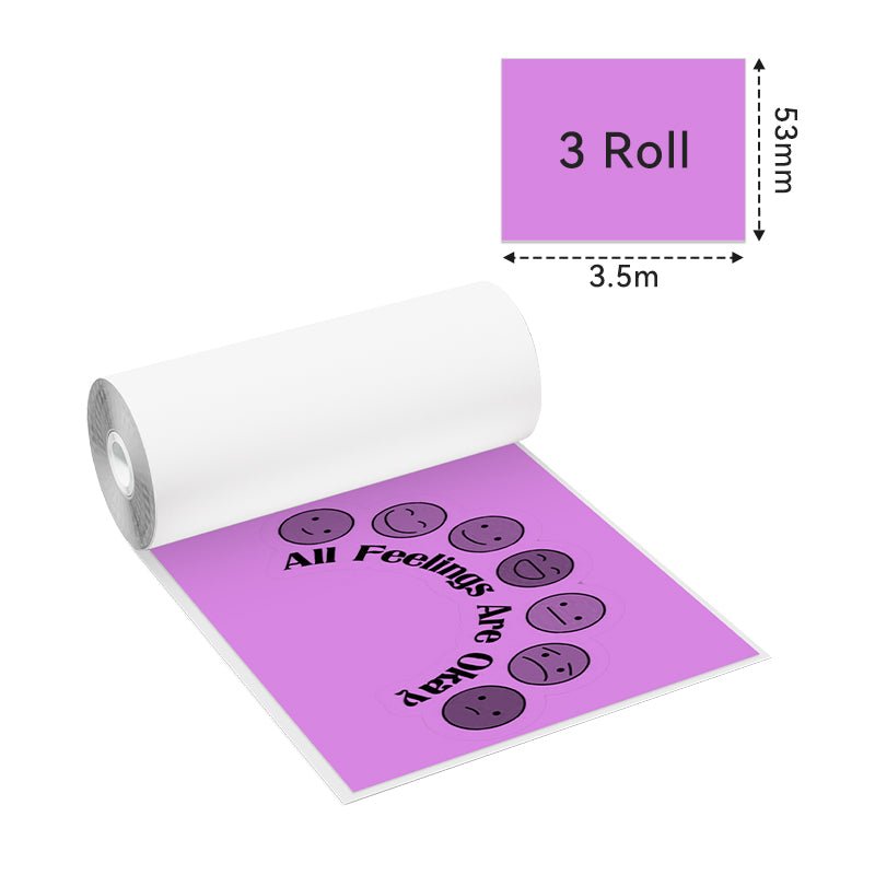Phomemo 53mm Purple/Rose - Red/Orange Sticker 20 - Year - Lasting Thermal Paper for M02/M02S/M02Pro/M03/M04S/M04AS/M832/P2S丨3 Rolls - Phomemo