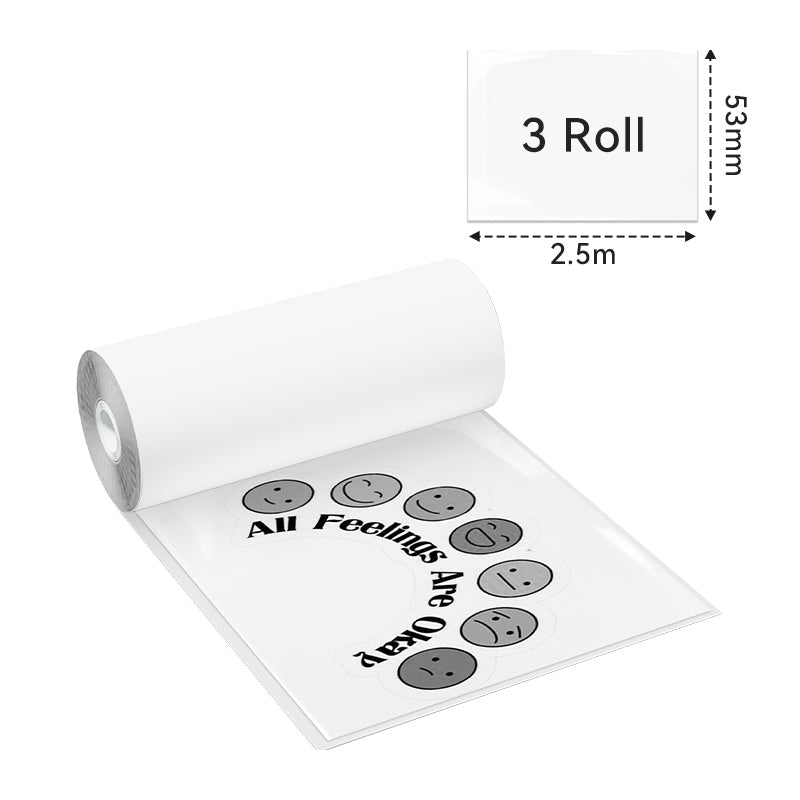 Phomemo 53mm Semi - Transparent Sticker Thermal Paper for M02/M02S/M02Pro/M03/M04S/M04AS/M832/P2S丨3 Rolls - Phomemo