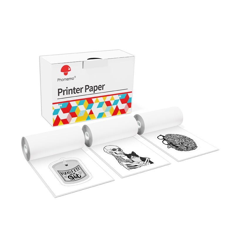 Phomemo 53mm White Non - Adhesive 10 - Year - Lasting Thermal Paper for M02/M02S/M02Pro/M03/M04S/M04AS/M832/P2S丨3 Rolls - Phomemo