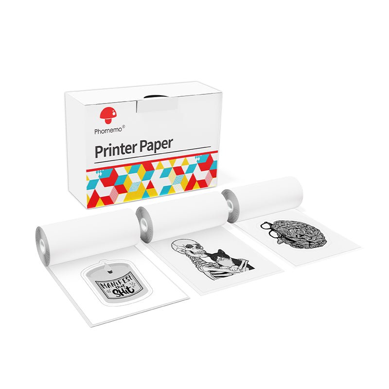 Phomemo 53mm White/Semi - transparent/Transparent Sticker Thermal Paper for M02/M02S/M02Pro/M03/M04S/M04AS/M832/P2S丨3 Rolls - Phomemo