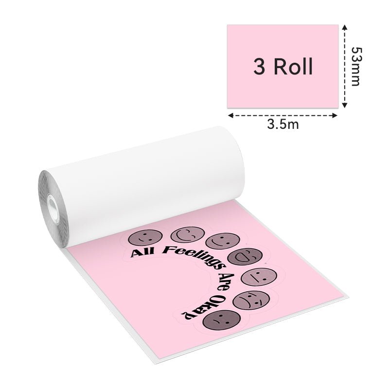 Phomemo 53mm Yellow/Pink/Blue Non - Adhesive 5 - Year - Lasting Thermal Paper for M02/M02S/M02Pro/M03/M04S/M04AS/M832/P2S丨3 Rolls - Phomemo