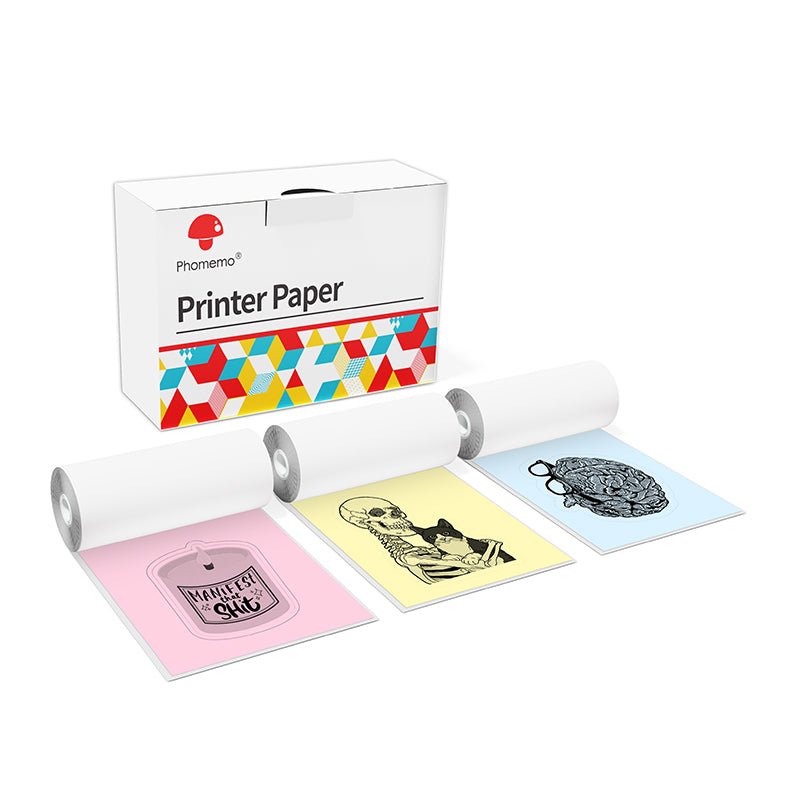 Phomemo 53mm Yellow/Pink/Blue Non - Adhesive 5 - Year - Lasting Thermal Paper for M02/M02S/M02Pro/M03/M04S/M04AS/M832/P2S丨3 Rolls - Phomemo