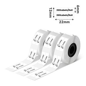 Phomemo 6x22mm Black on White Double - Row Labels for D30/D35/Q30/Q30S - Phomemo